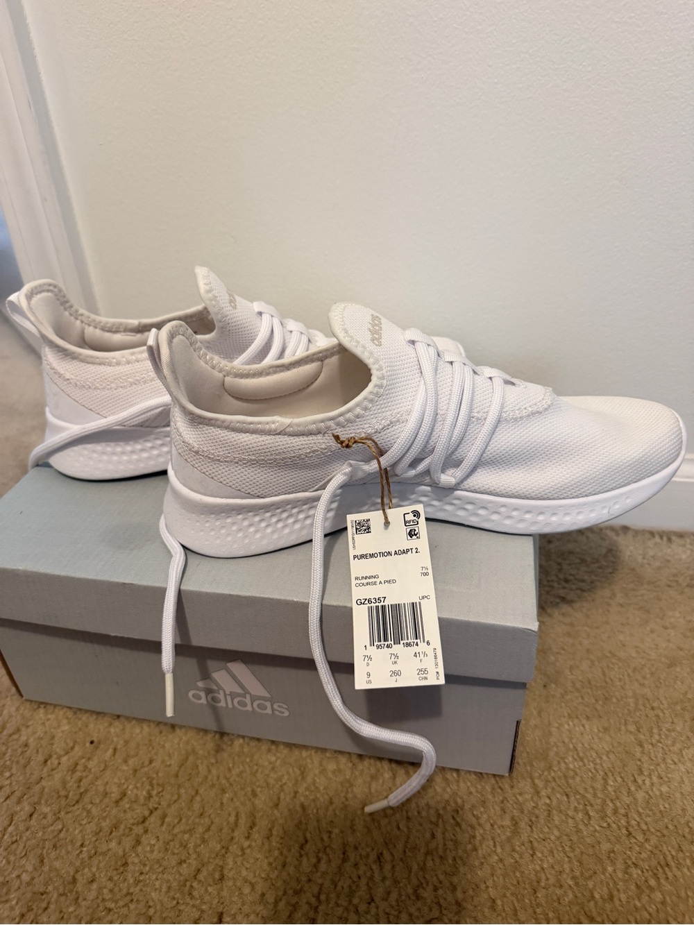 adidas White Knit Lace-Up Women's Sneakers